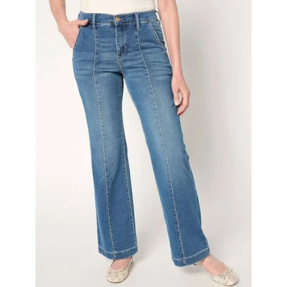 Nicole Miller Soho High Rise Straight Front Seam Jeans Women’s 12 Blue Denim